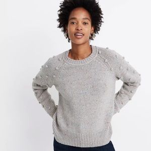 Madewell Pom Pom Sleeve Sweater, size medium